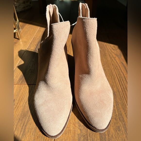 New dolce vita dv8 tan beige heel ankle boots shai suede leather - Picture 5 of 9